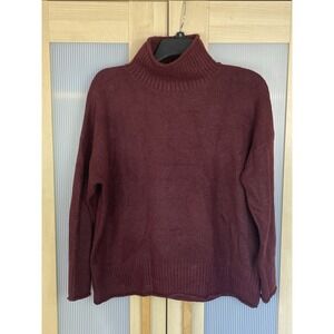 LOOK BY M Wool Blend Turtleneck Red Sweater Women's OS Top Holiday Casual